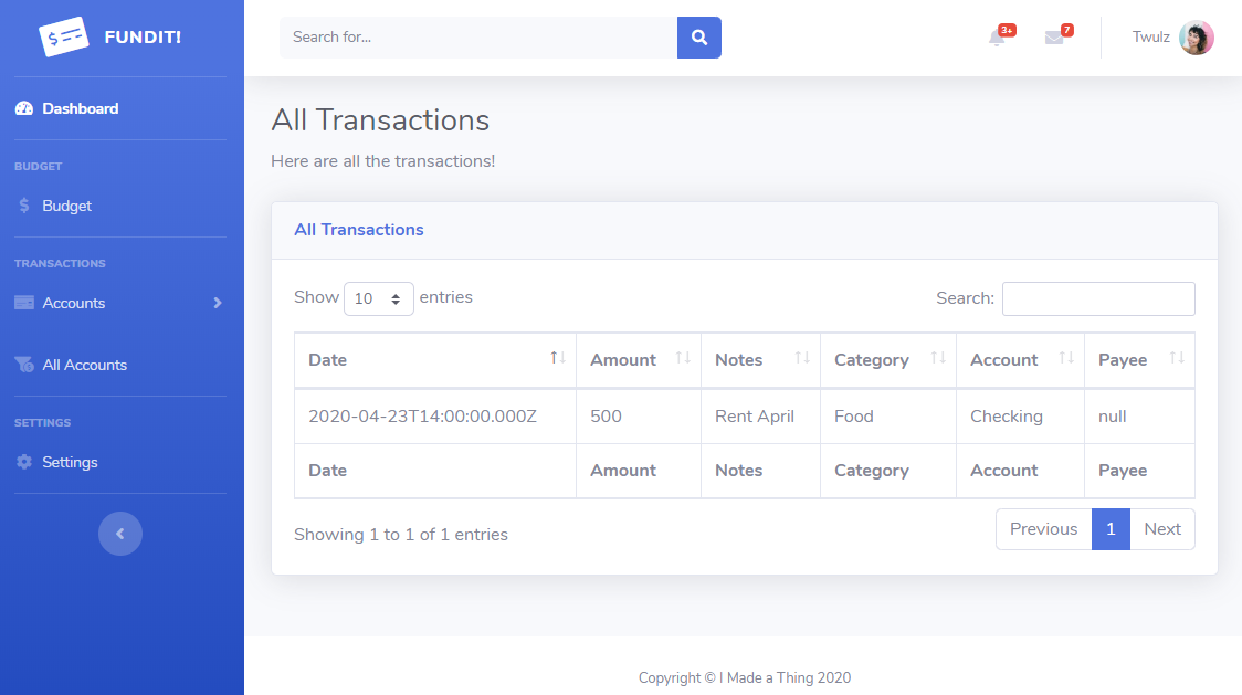 Transaction Table